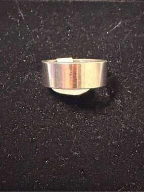Silver Tone Stainless Steel Wide Smooth Band Ring